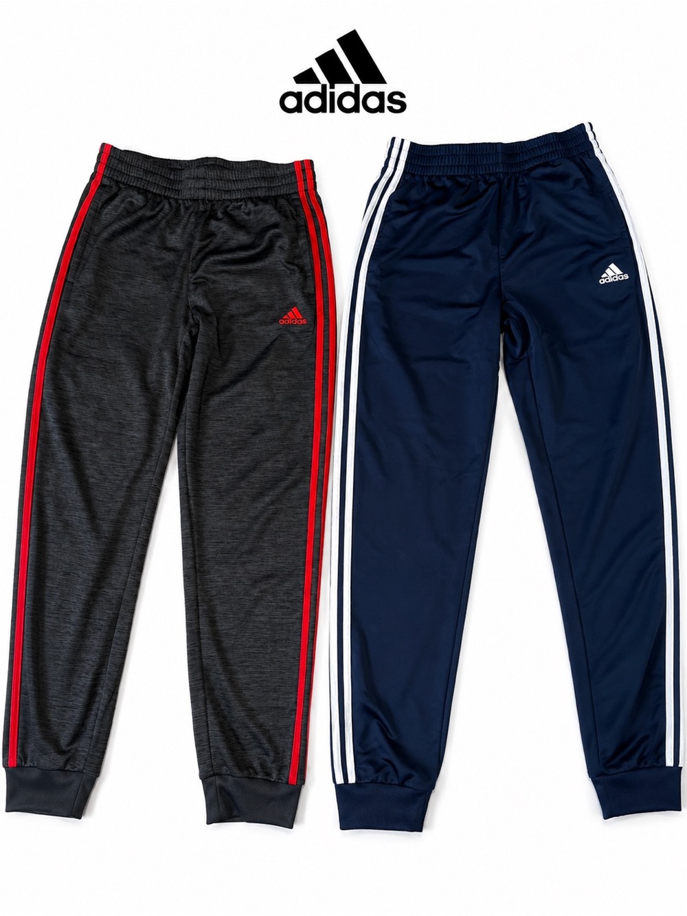 adidas Kids Sweatpants Duo - Charcoal with Red & Navy with White